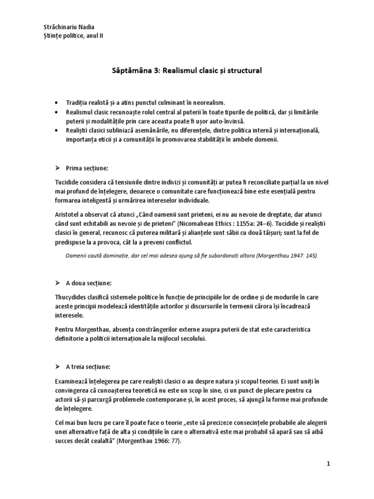 Rezumat La Conac Realismul Clasic Și Structural - Rezumat | PDF