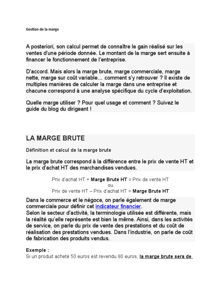 Gestion de La Marge | PDF | Business | Sodles