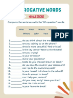 Beige Simple Interrogative Words WH Questions English Worksheet