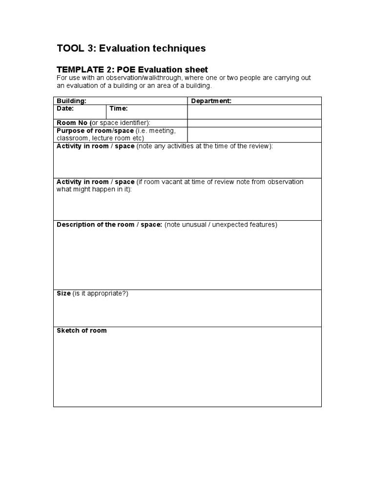 POE Evaluation Sheet Template | PDF
