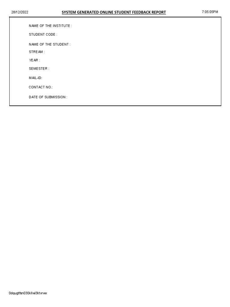 rptStudentFeedbackCertificate RPT PDF