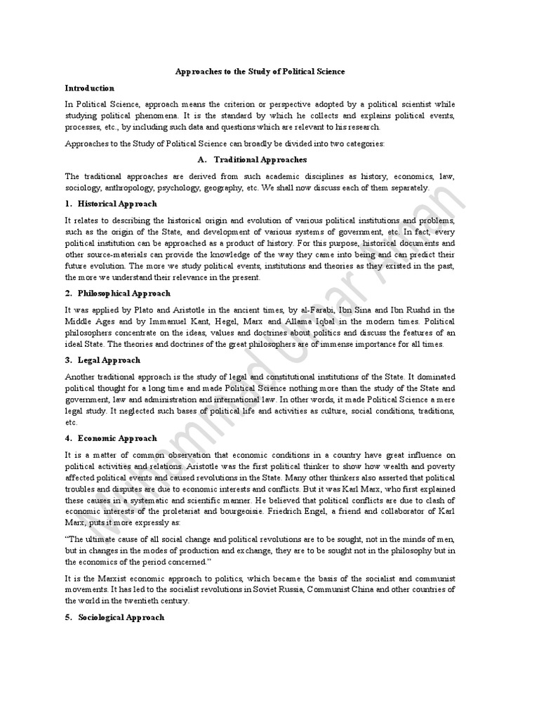Approaches To The Study of Political Science | PDF | Science