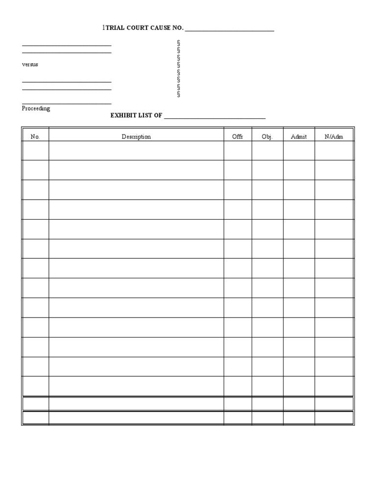 Exhibit List | PDF