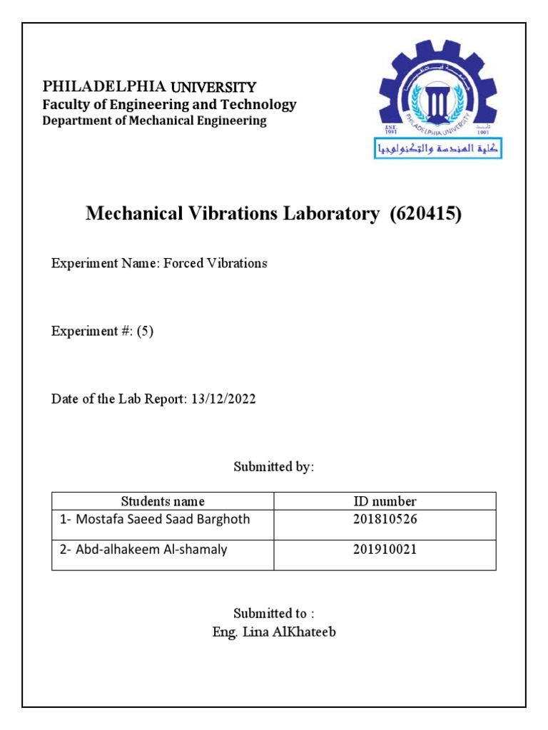 LAB REPORTForcedvibrations PDF Oscillation Resonance