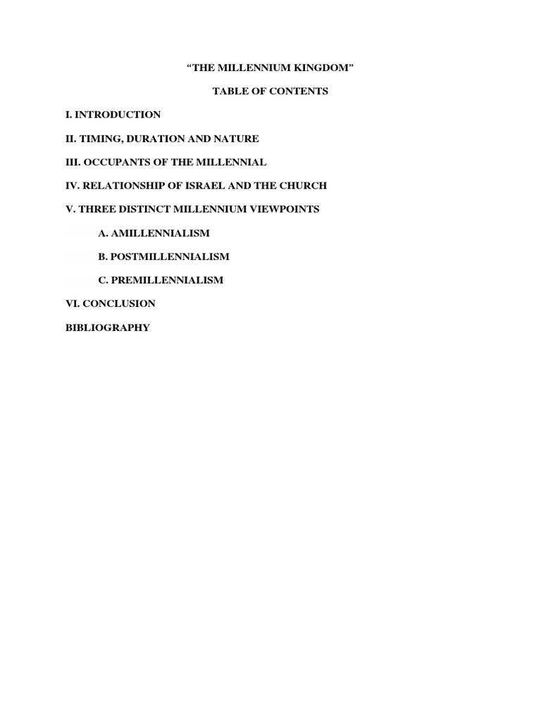The Millennium Kingdom Pdf Premillennialism Millennialism
