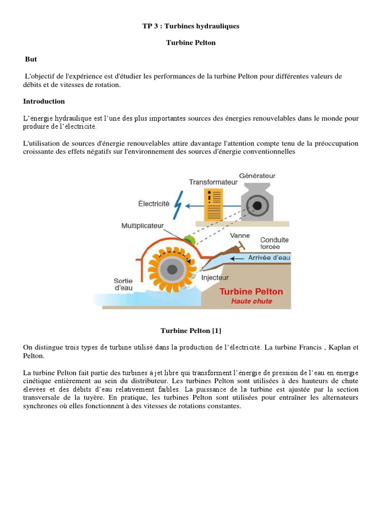 Performances de la turbine Pelton | PDF | Turbine | Transformation de l ...