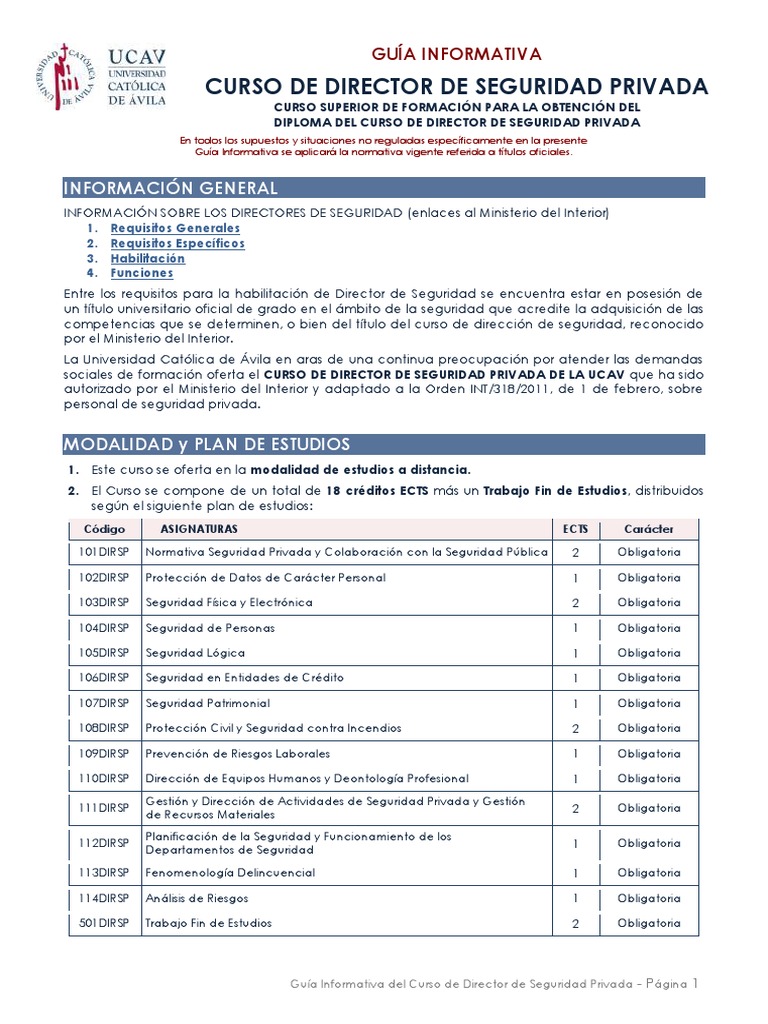 Curso Director de Seguridad Privada UCAV | PDF | Informática