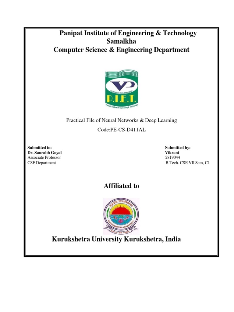 Neural Networks & Deep Learning Lab Manual | PDF | Artificial Neural ...