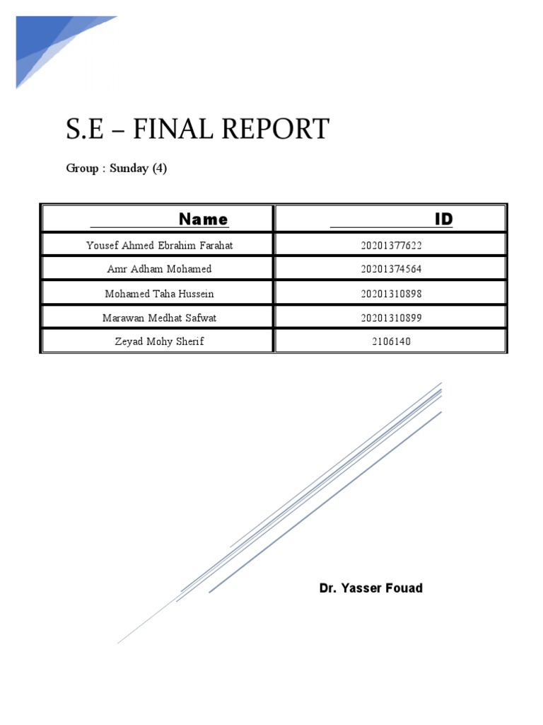 Software Engineering Project (Final Report) - 1 | PDF | User (Computing