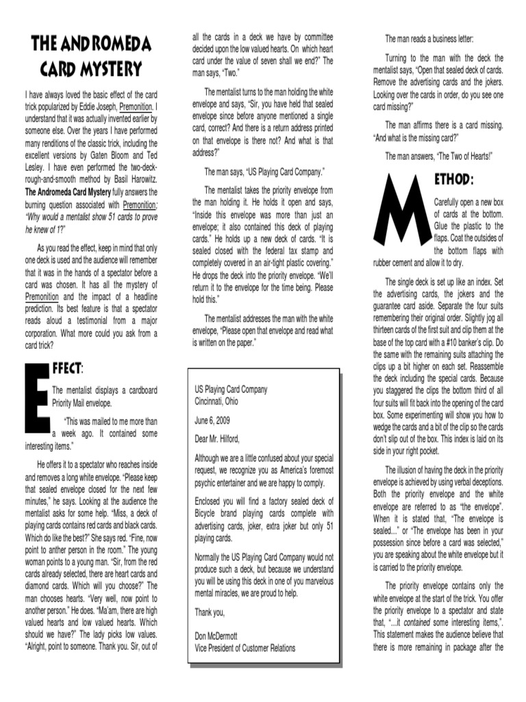 Andromeda Pdf Playing Cards Envelope