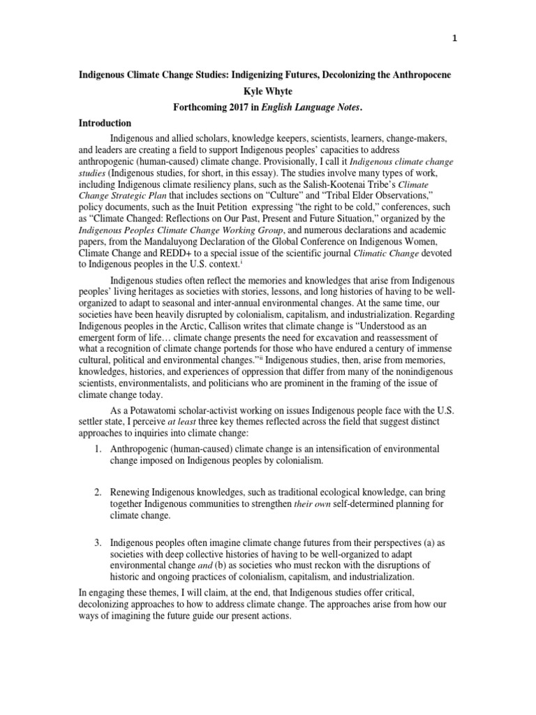 Indigenous Climate Change Studies Overview | PDF | Indigenous Peoples ...