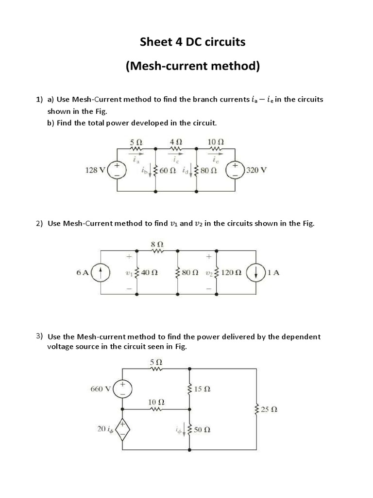 Sheet 4 - Mesh Analysis | PDF