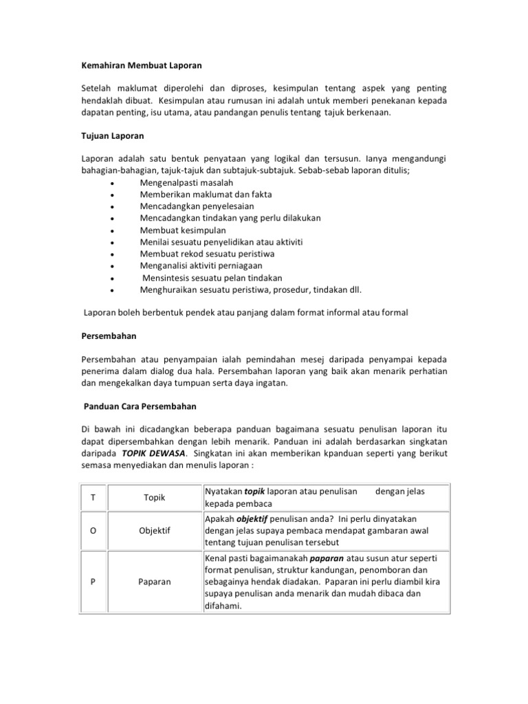 Kemahiran Membuat Laporan