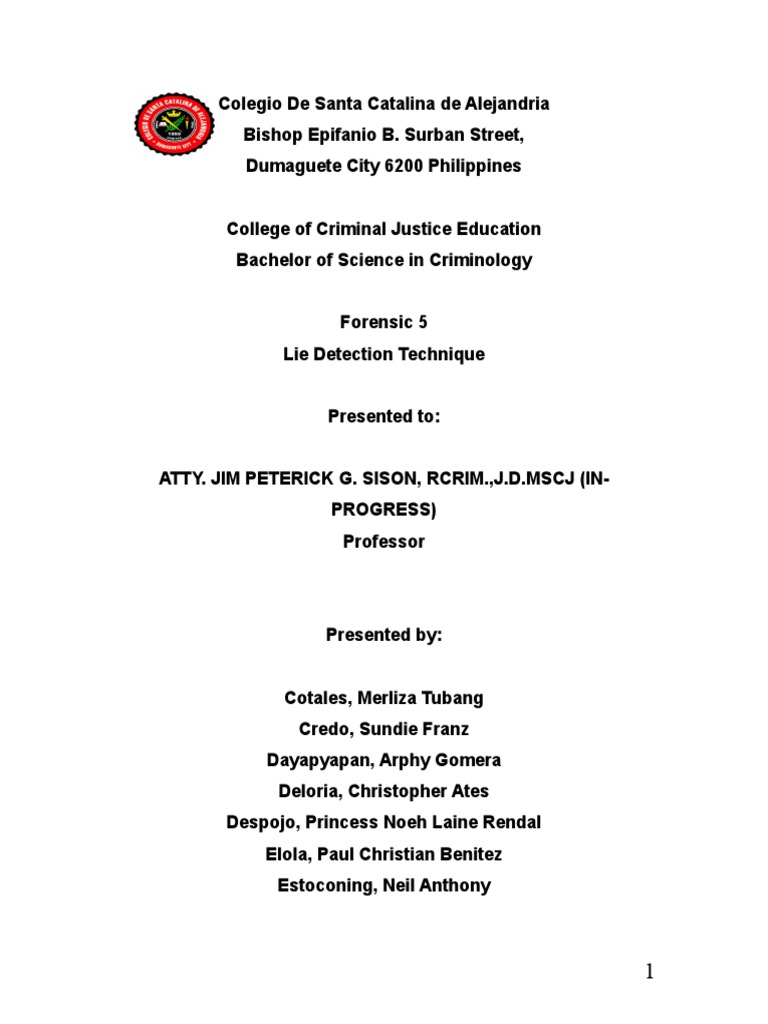 Forensic 5 Group 4 Report Download Free Pdf Polygraph Blood Pressure