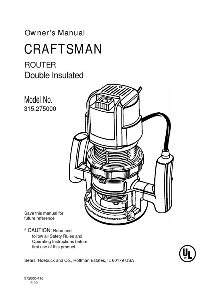 Craftsman Router 315.275000 | PDF