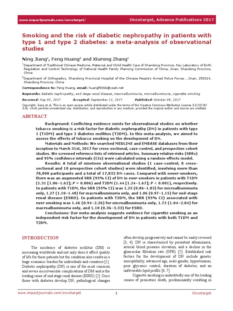 Q2 2017 Jiang Smoking and The Risk of Diabetic Nephropathy in