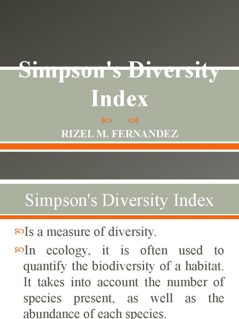 Simpson Index Of Diversity Pdf Biodiversity Sampling Statistics