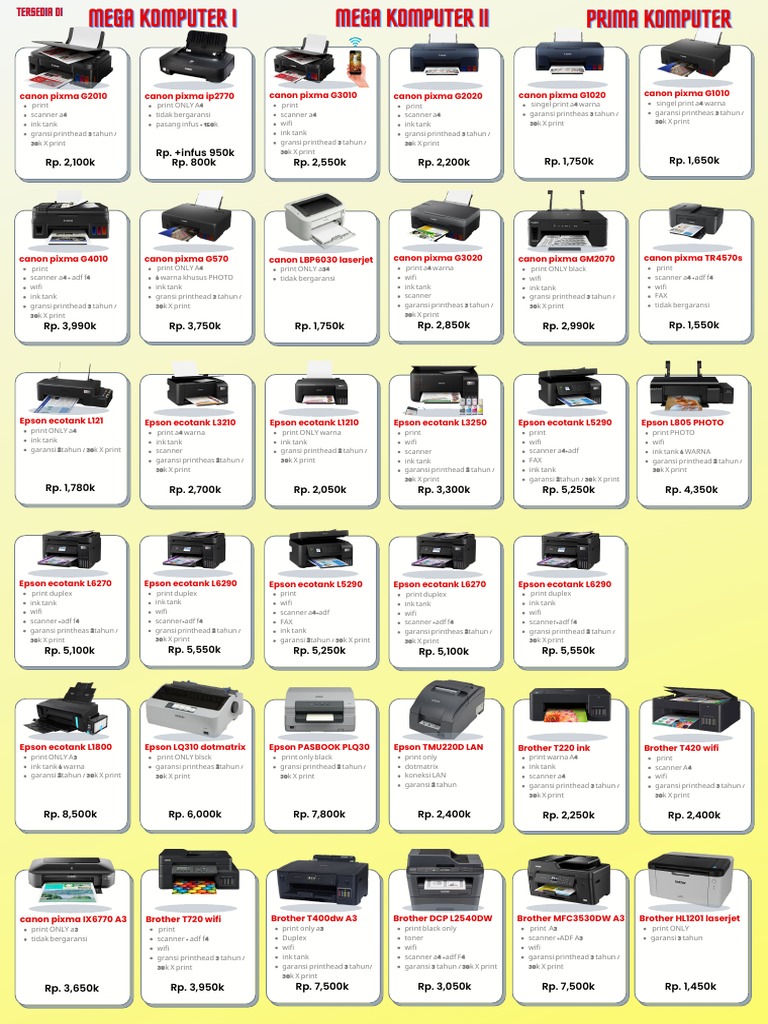 Canon and Epson Printer Overview | PDF