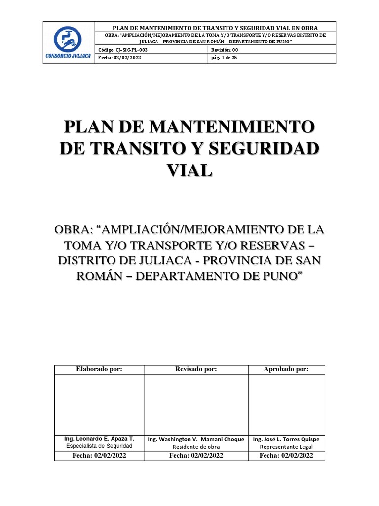 Plan de Mantenimiento Vial en Juliaca | PDF | Peatonal | Seguridad vial