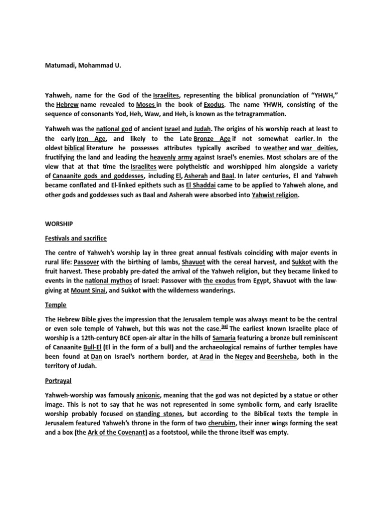Yahweh Pdf Yahweh Old Testament Books
