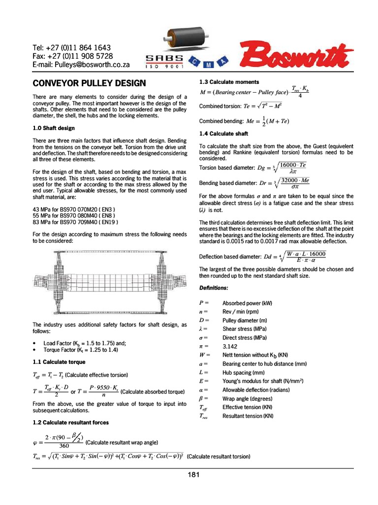 Conveyor Pulley Design Conveyor Pulley Design PDF Stress (Mechanics
