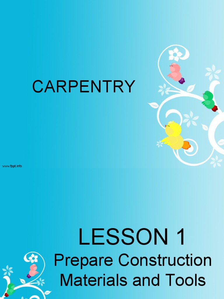 Lesson 1 Prepare Construction Materials and Tools PDF Carpentry