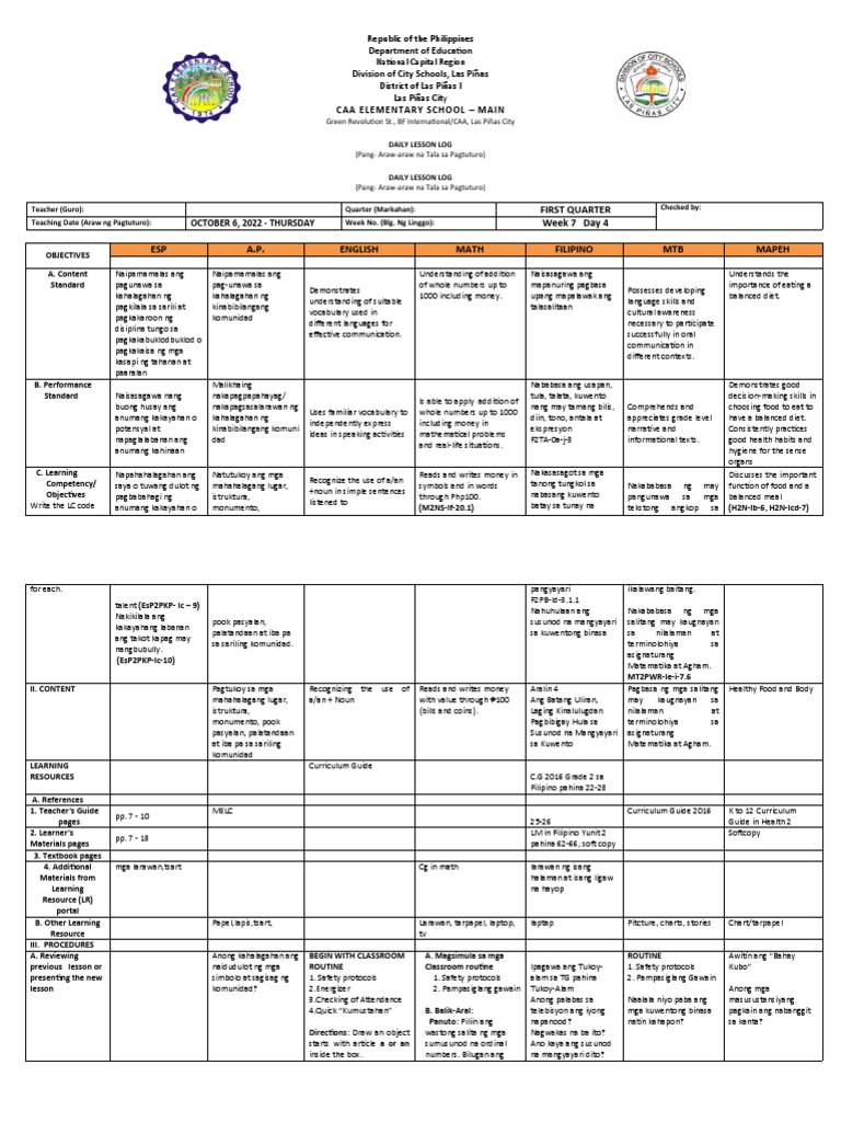 DLL Q1 Week7 Day 4 | PDF