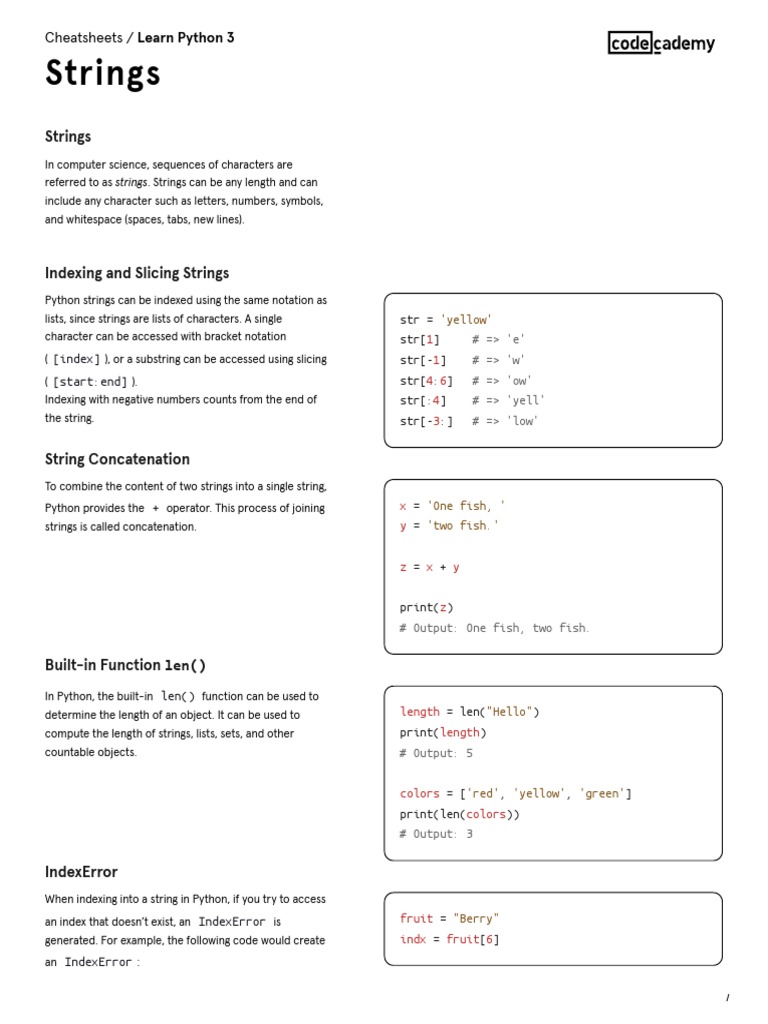 Strings Cheatsheet | PDF | String (Computer Science) | Computer Programming
