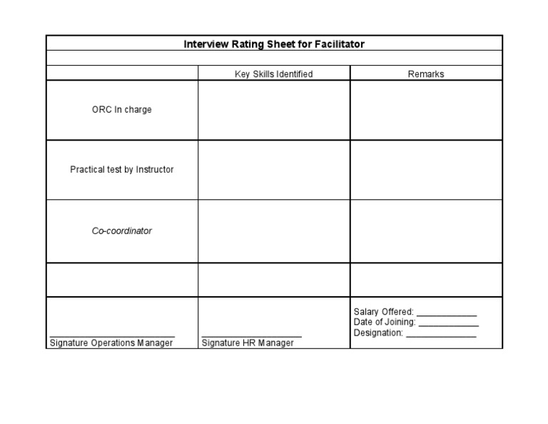 Interview Rating Sheet Template | PDF