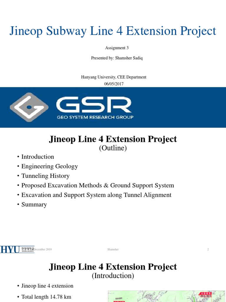 Jineop Subway Line 4 Extension Overview | PDF | Tunnel | Sanitary Sewer