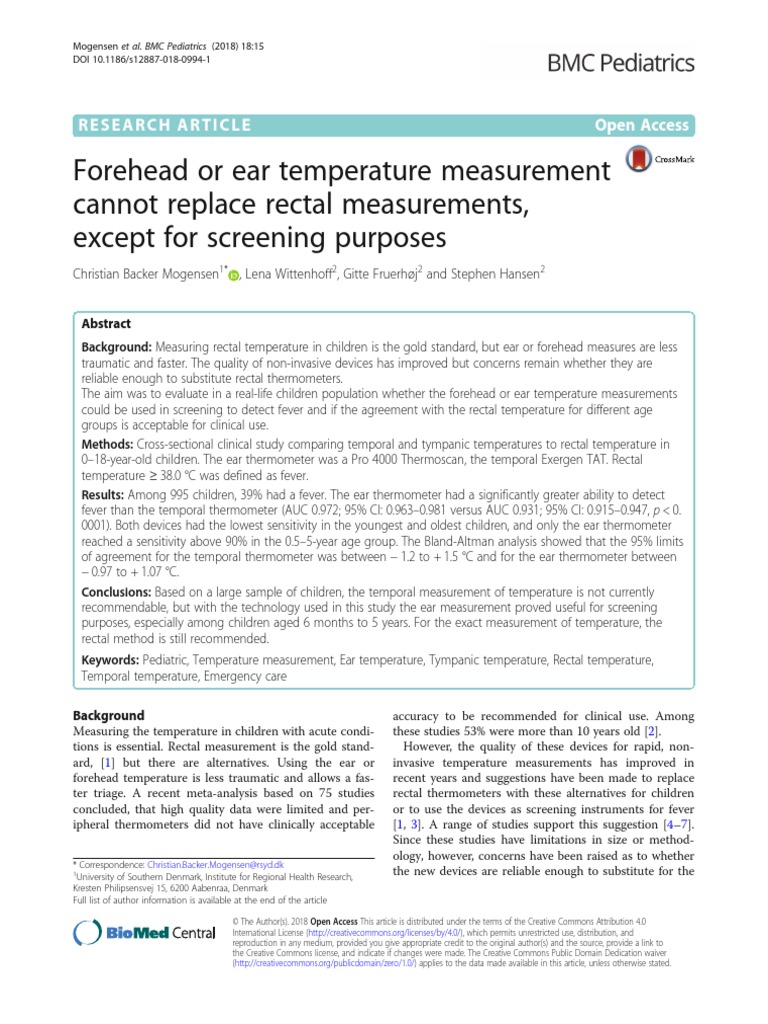 Forehead or Ear Temperature Measurement Cannot Replace Rectal