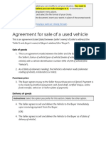 Agreement For Sale of A Used Car
