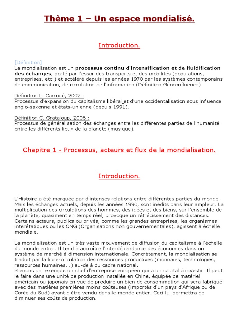 Acteurs et flux de la mondialisation | PDF | Globalisation | Société ...