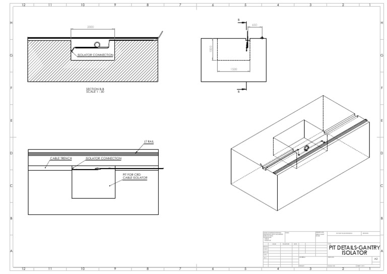 Pit DetailsGantry Isolator Drawing Showing Dimensions and Connection
