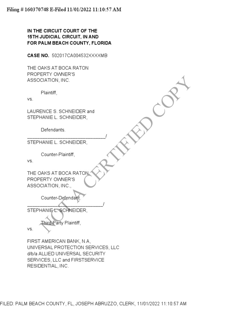 (170045332 200) CounterDefendant The Oaks Response Motion For