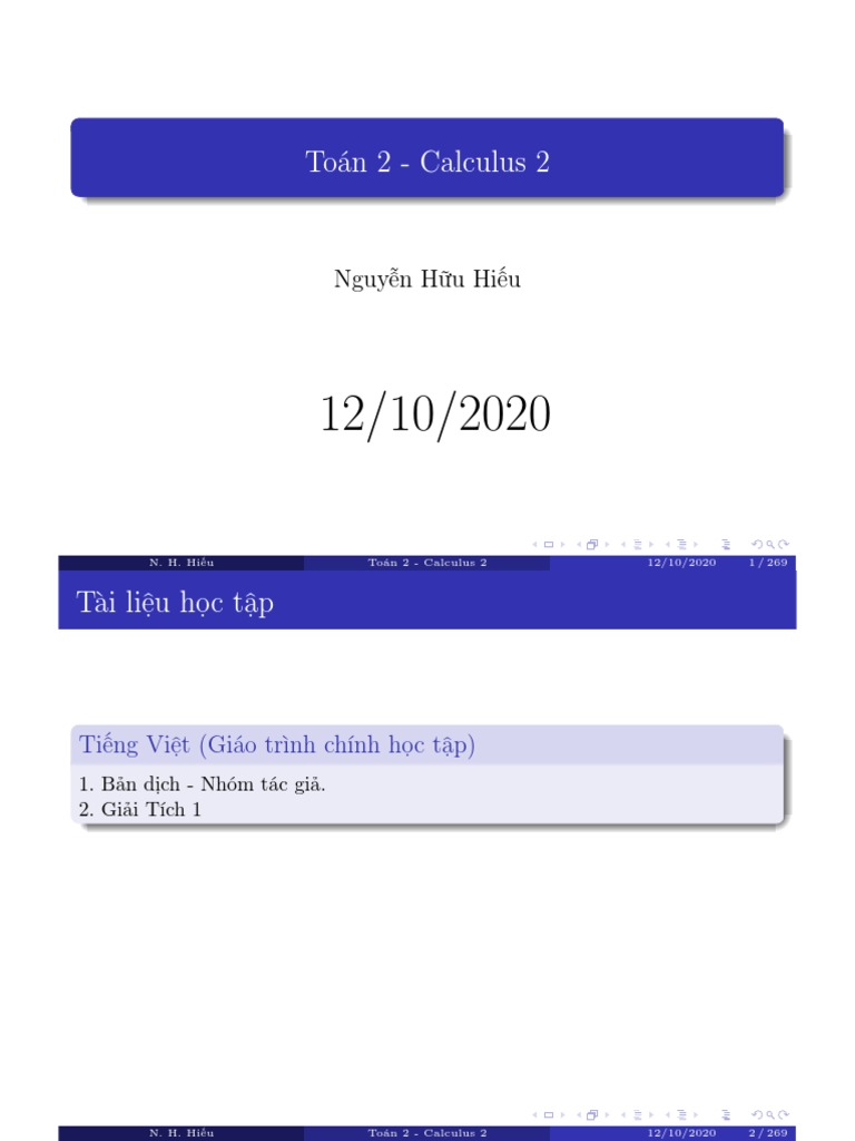 Toán 2 Calculus 2 Spkt Pdf