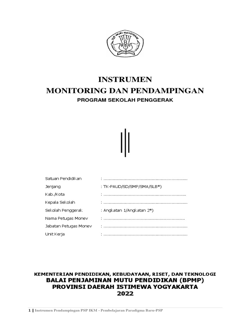 Instrumen Monev Program Sekolah Penggerak | PDF