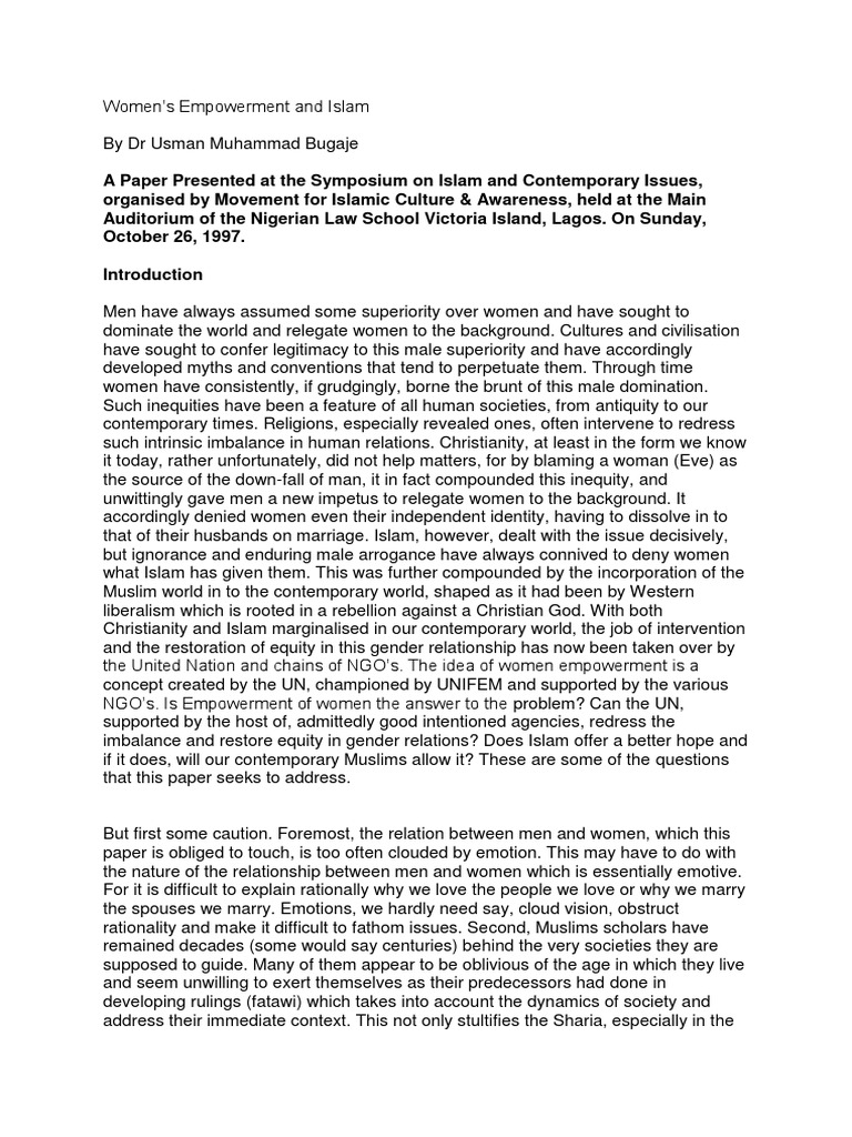 Empowering Women in Islam: A Critical Analysis | PDF | Feminism ...
