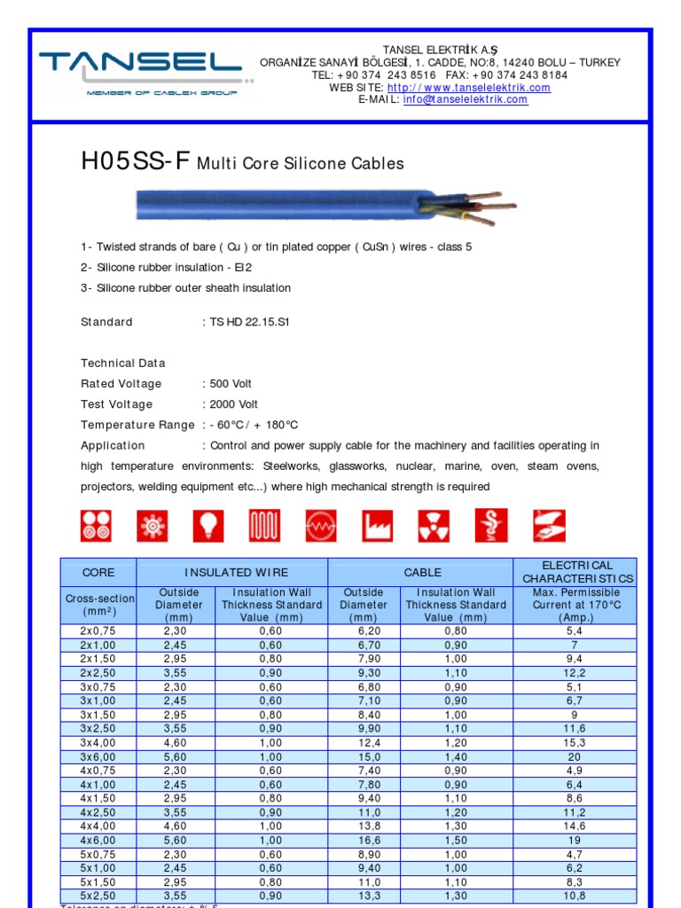 H05SS-F Multi Core Silicone Cables | PDF