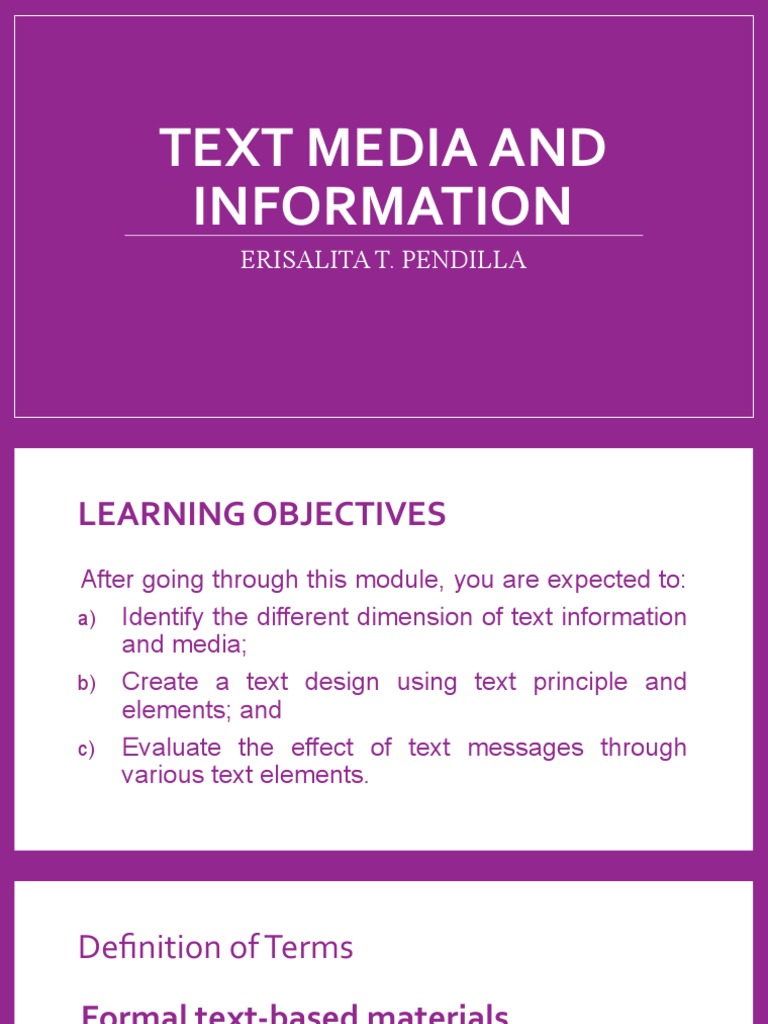 Understanding Text Media Principles | PDF | Media (Communication ...