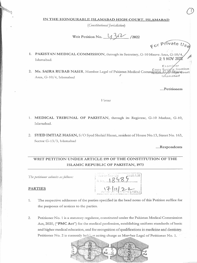 PMC VS Medical Tribunal of Pakistan PDF