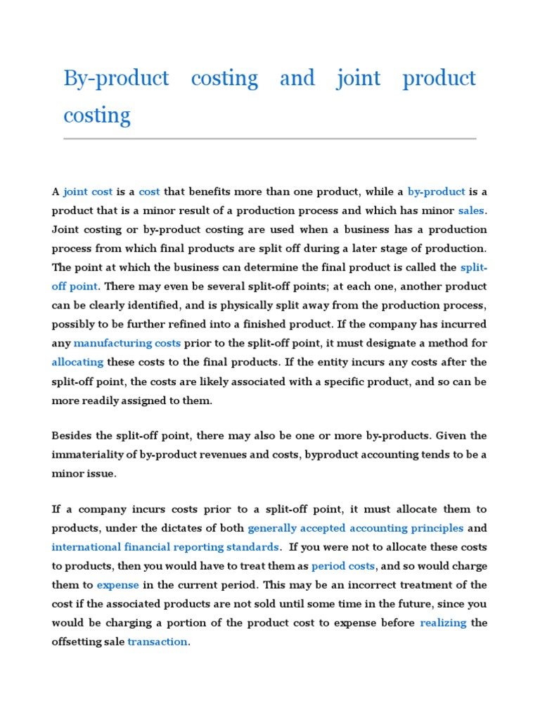 Joint and By-Product Costing Explained | PDF