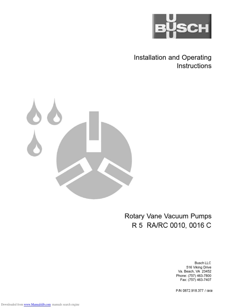 Busch R5RA RC 0010 0016C PDF Pump Vacuum