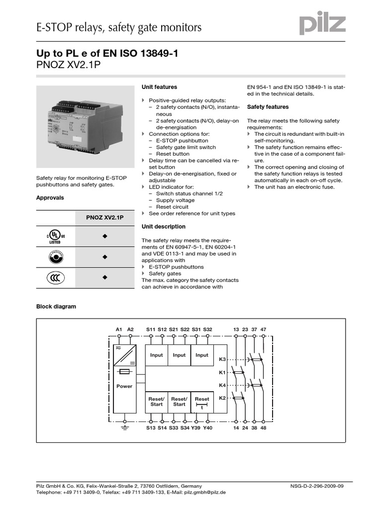 Safety Relay for Monitoring ESTOP Pushbuttons and Safety Gates PDF