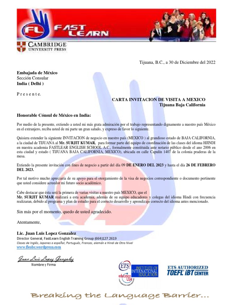MEXICO INVITATION LETTER Mr. SURJIT KUMAR PDF