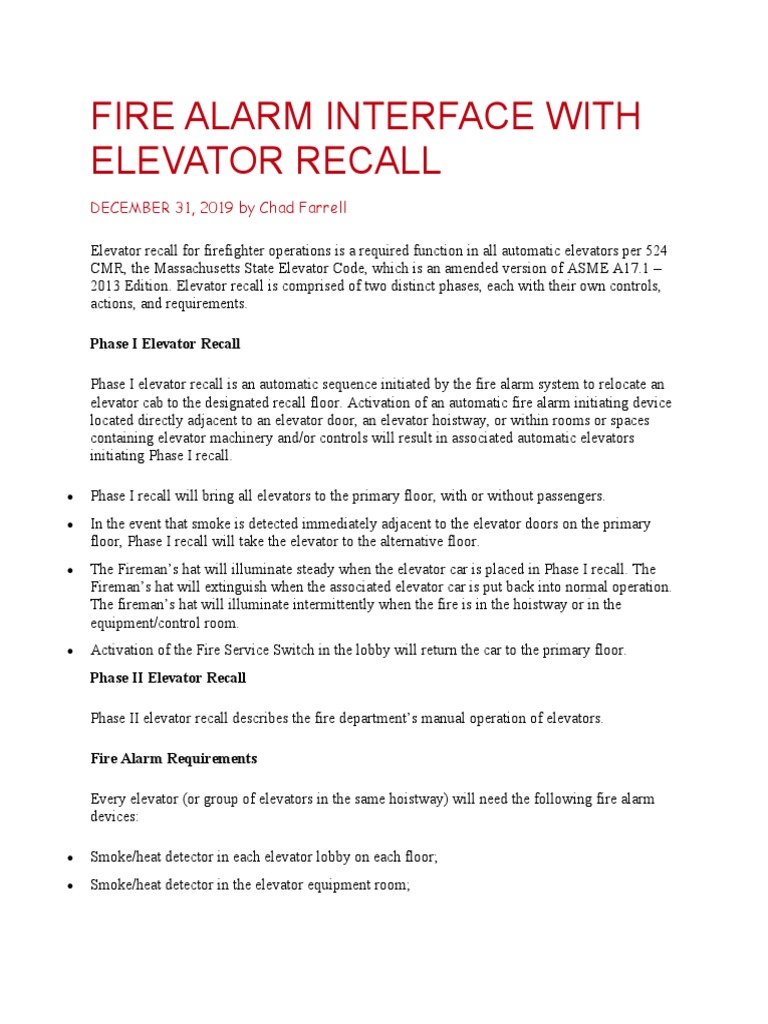 Elevator Recall PDF
