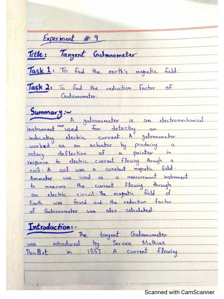Physics Lab Report No. 9 - Tangent Galvanometer | PDF
