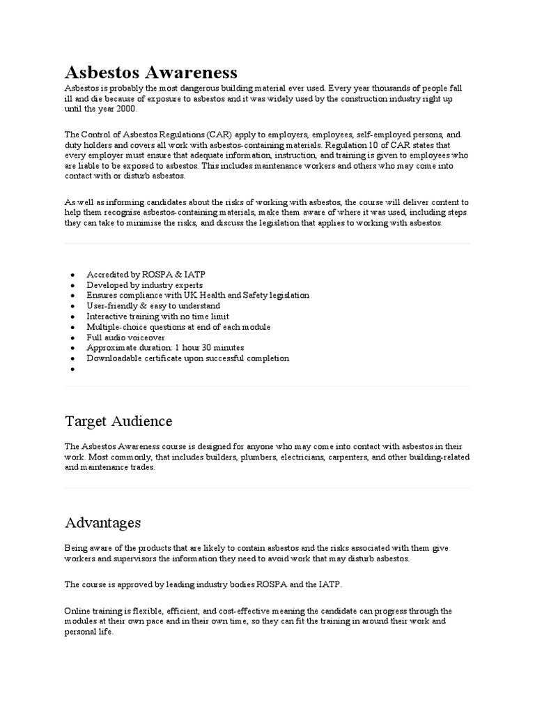 ASBESTOS AWARENESS TRAINING PDF visual data 3