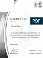 Official Certification Issued Six Sigma White Belt Certification