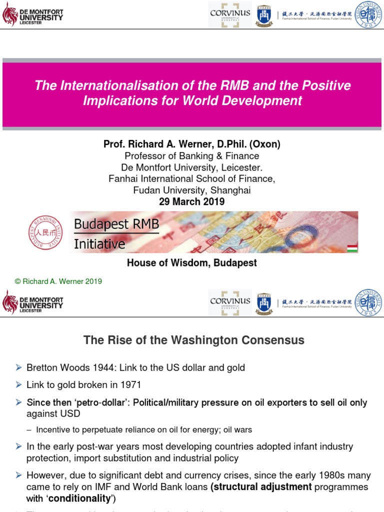 Richard Werner The Internationalisation of The RMB and The Positive ...